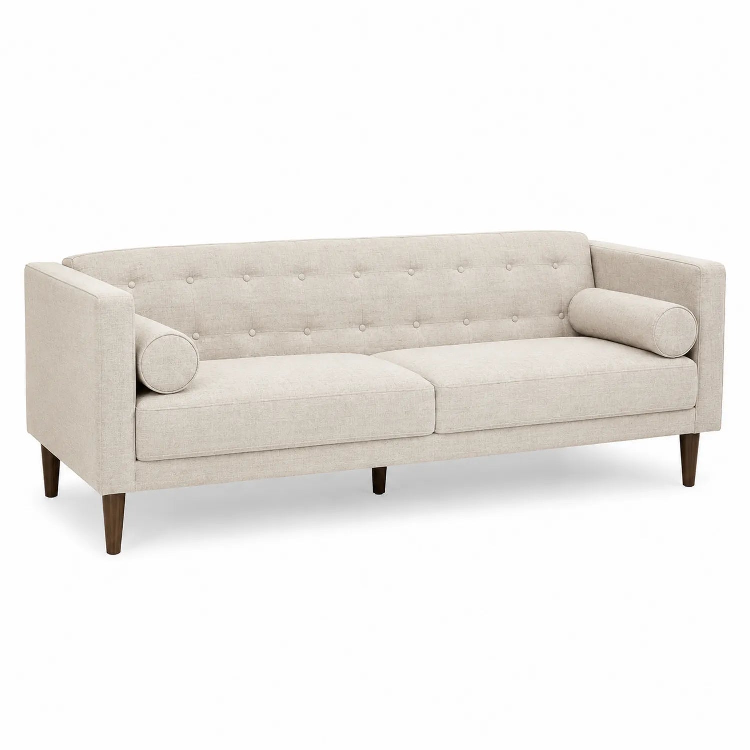 3-Sitzer Sofa Stoff Beige mit Holzbeinen