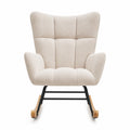 Schaukelstuhl aus Stoff mit Metallrahmen, Beige