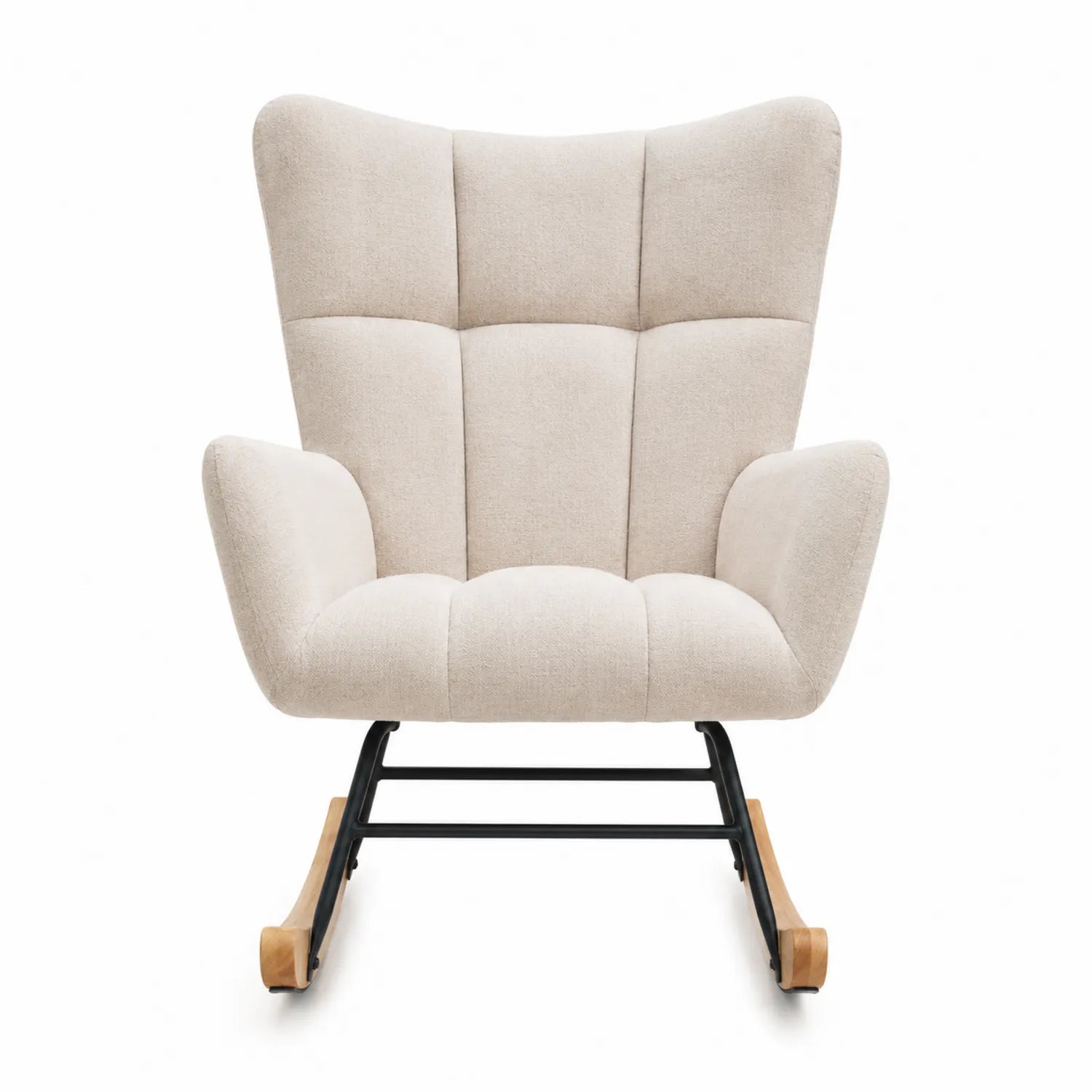Schaukelstuhl aus Stoff mit Metallrahmen, Beige