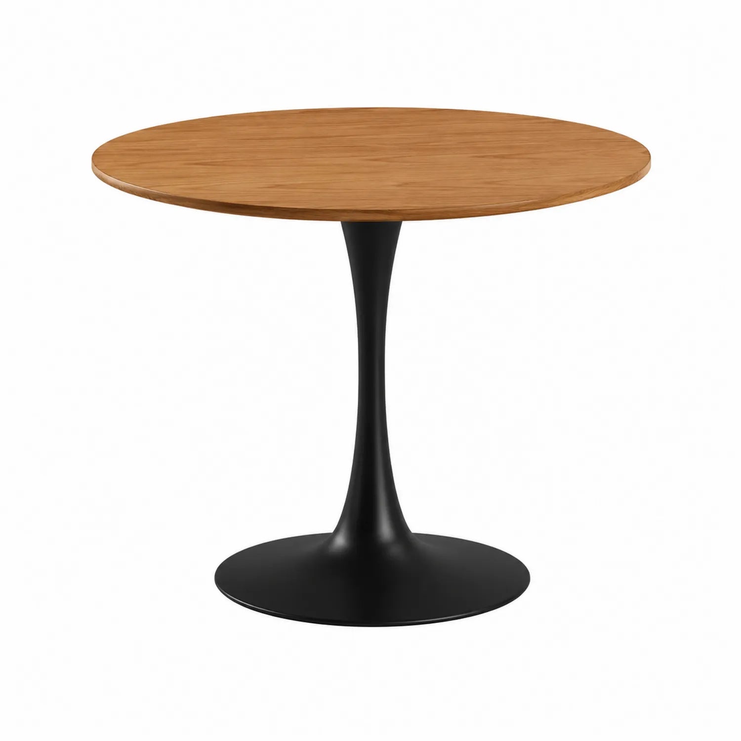 Runder Tisch aus Holz mit schwarzem Metallfuß, Durchmesser 100 cm
