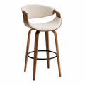Barhocker mit Stoffpolsterung und Holzrahmen, Beige/Braun, Sitzhöhe 75 cm