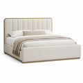 Leinen- und Holzbett Beige 200x160 cm