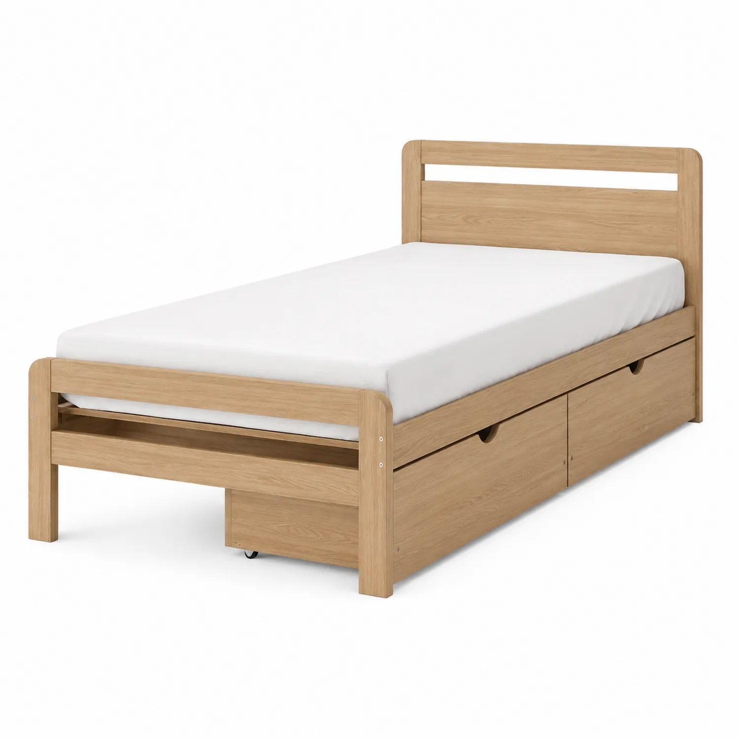 Einzelbett mit Stauraum aus Holz 200x90 cm Hellbraun
