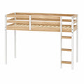 Kinder Hochbett Kiefernholz/Stahl Weiß/Natur 208x97x110 cm