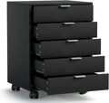 Sideboard – mobile Ausführung, für den Einsatz unter dem Schreibtisch, mit Schubladen, für zuhause, 5 Schubladen, schwarz
