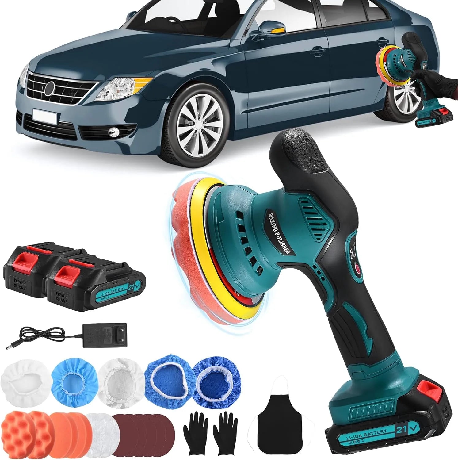 Poliermaschine und Elektropolierer, RPM, Akku-Betrieb, 21V, für Fahrzeugpflege
