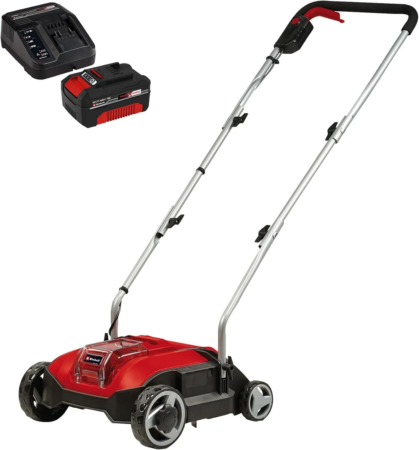 Einhell Akku-Vertikutierer SC 18 Vertikutierer, GC-SC, Akku-Betrieb, bürstenloser Motor, 28 cm, 4,0 Ah, grün