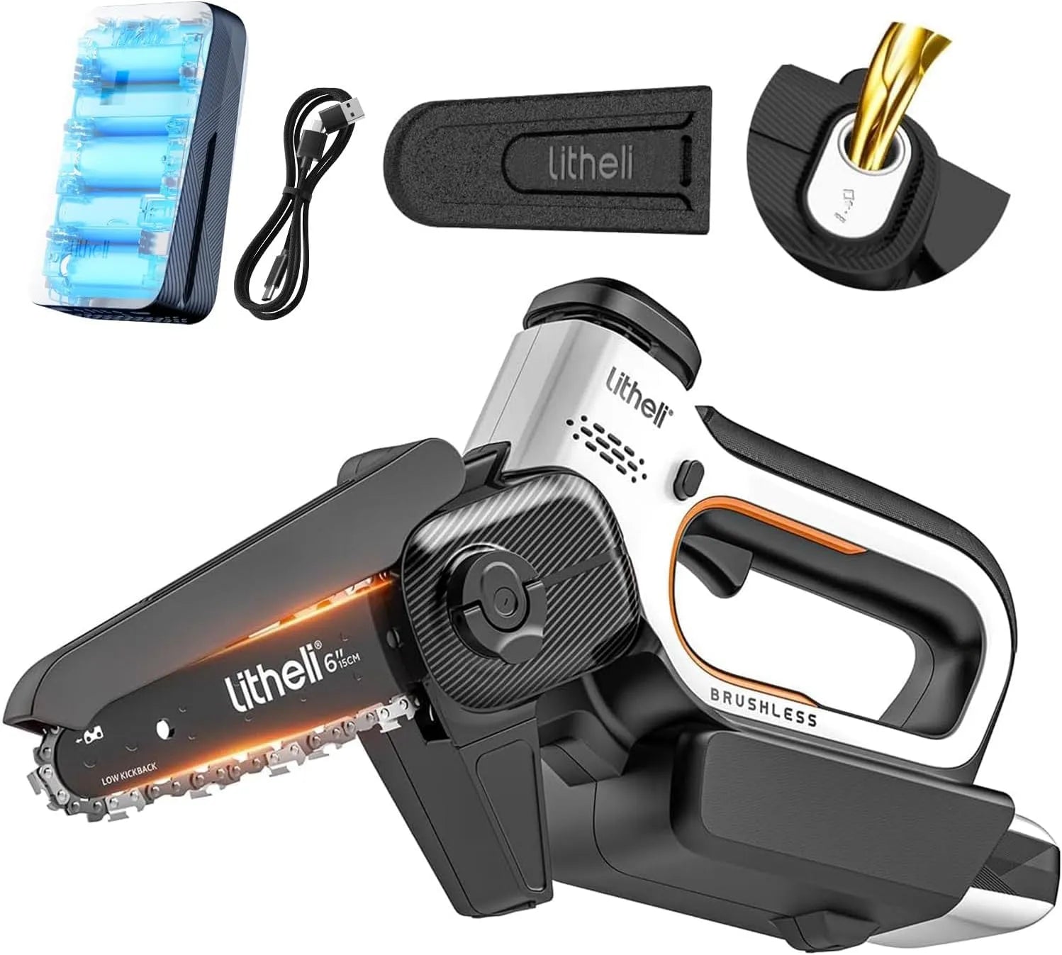 Astschere: Akku-Betrieb, bürstenloser Motor, 15 CM, 10.000 mAh, 20V, für Fahrzeugpflege