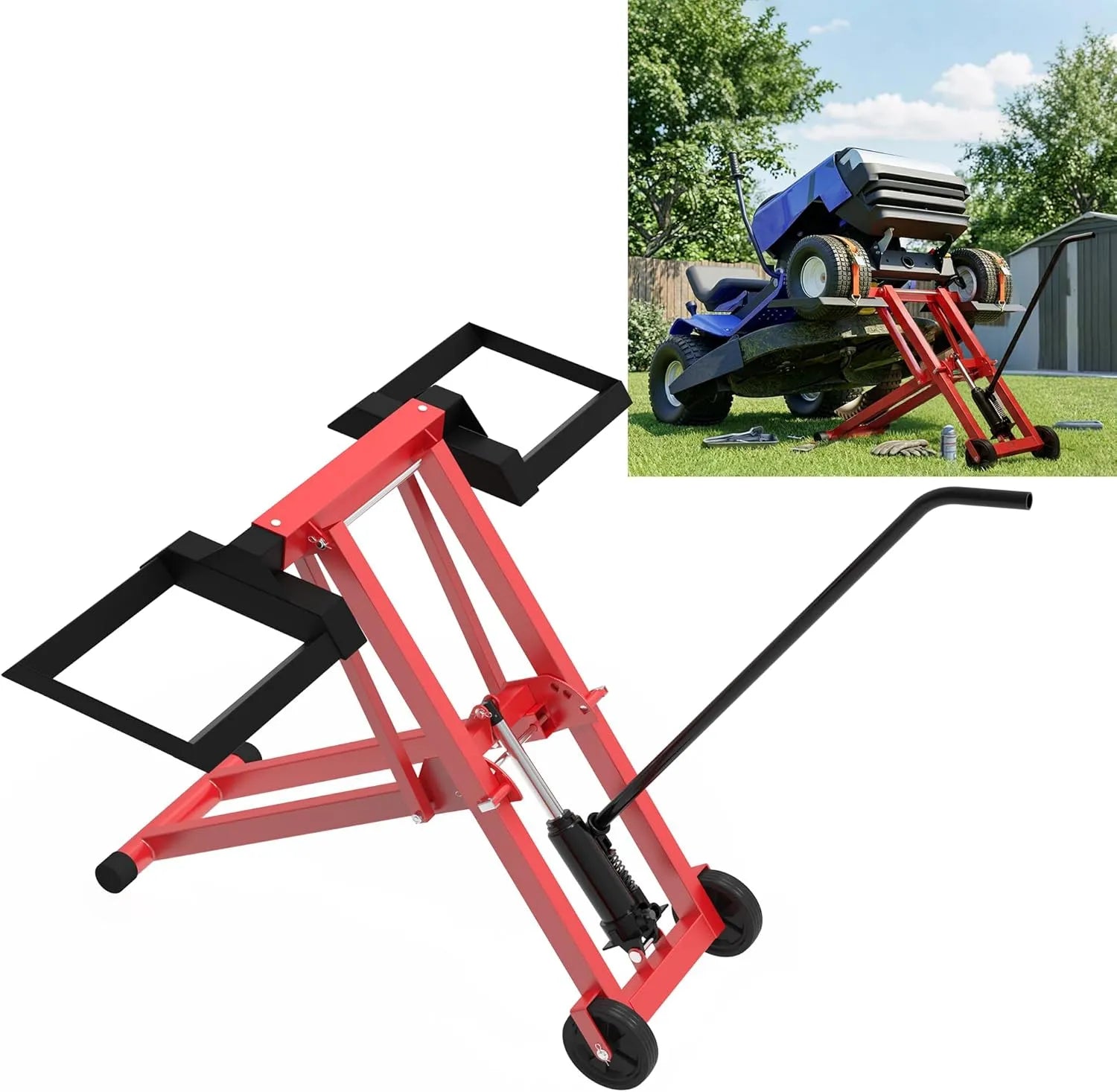 Hydraulischer Rasentraktor Heber 227 kg: ATV, höhenverstellbar, hydraulischer Mechanismus, klappbar, 65,5cm, für die Gartenpflege