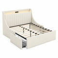Stoffbett Beige mit Stauraum und Lattenrost 200x160 cm