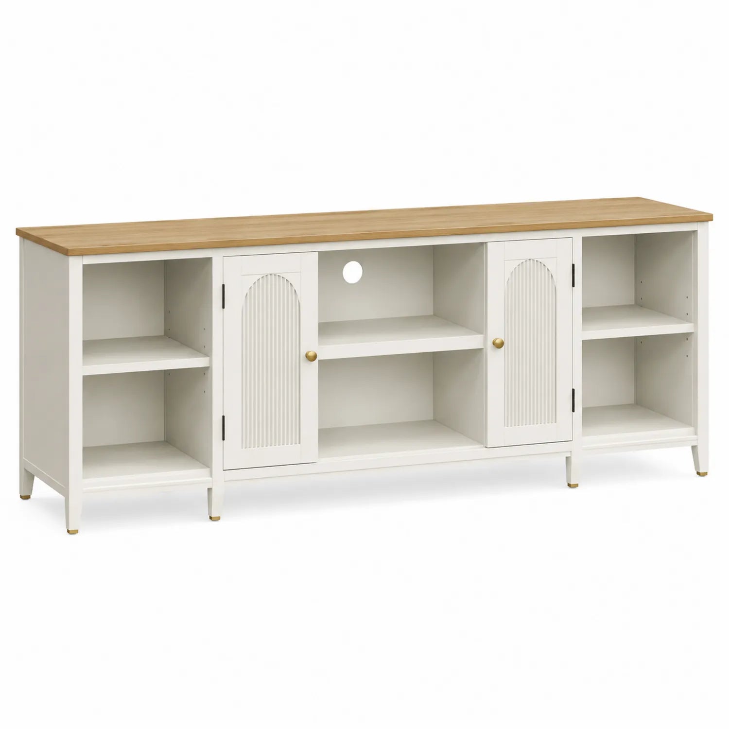 TV-Schrank Holzwerkstoff Weiß Eicheoptik 180cm