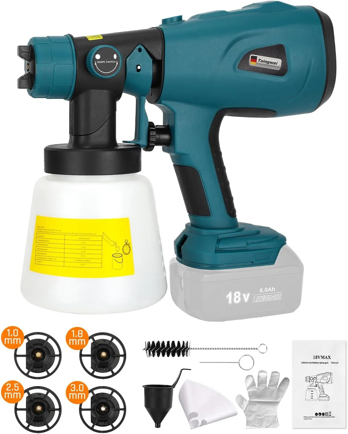 Makita 18v Schnurloser Farbspritzer für 18v LXT Akku: Akku-Betrieb, für Fahrzeugpflege