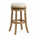 Drehbarer Barhocker aus Eichenholz und Polyester Beige