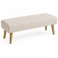 Stoffbank Beige mit Holzbeinen 120x40x45cm