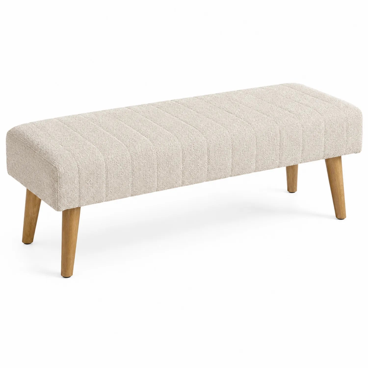 Stoffbank Beige mit Holzbeinen 120x40x45cm