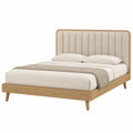 Bett aus Eichenholz mit gepolstertem Kopfteil 200x140 cm