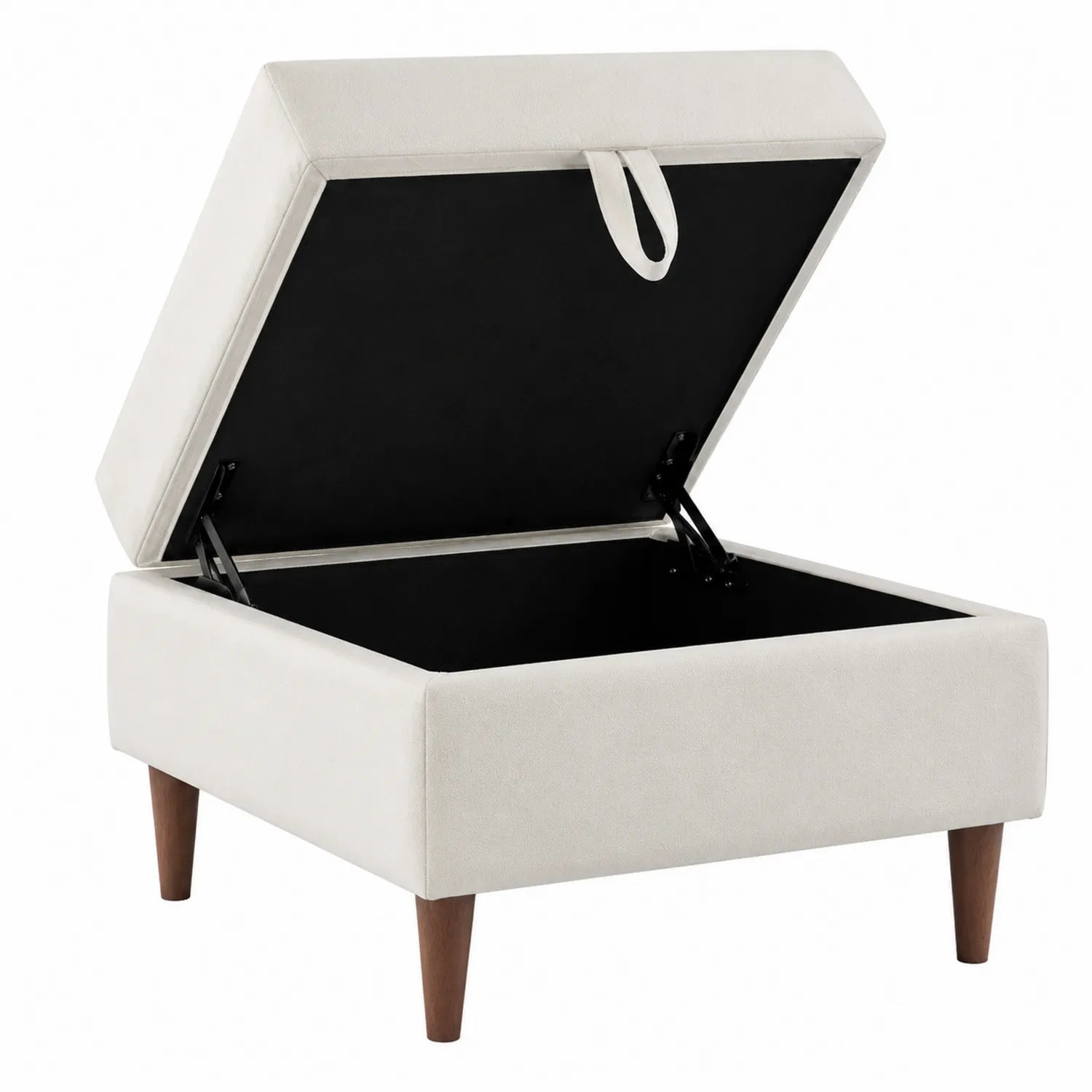 Aufbewahrungshocker Holzbeine Beige
