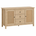 Sideboard MDF Eichenoptik Rattan mit Schubladen und Türen 120x40x80cm