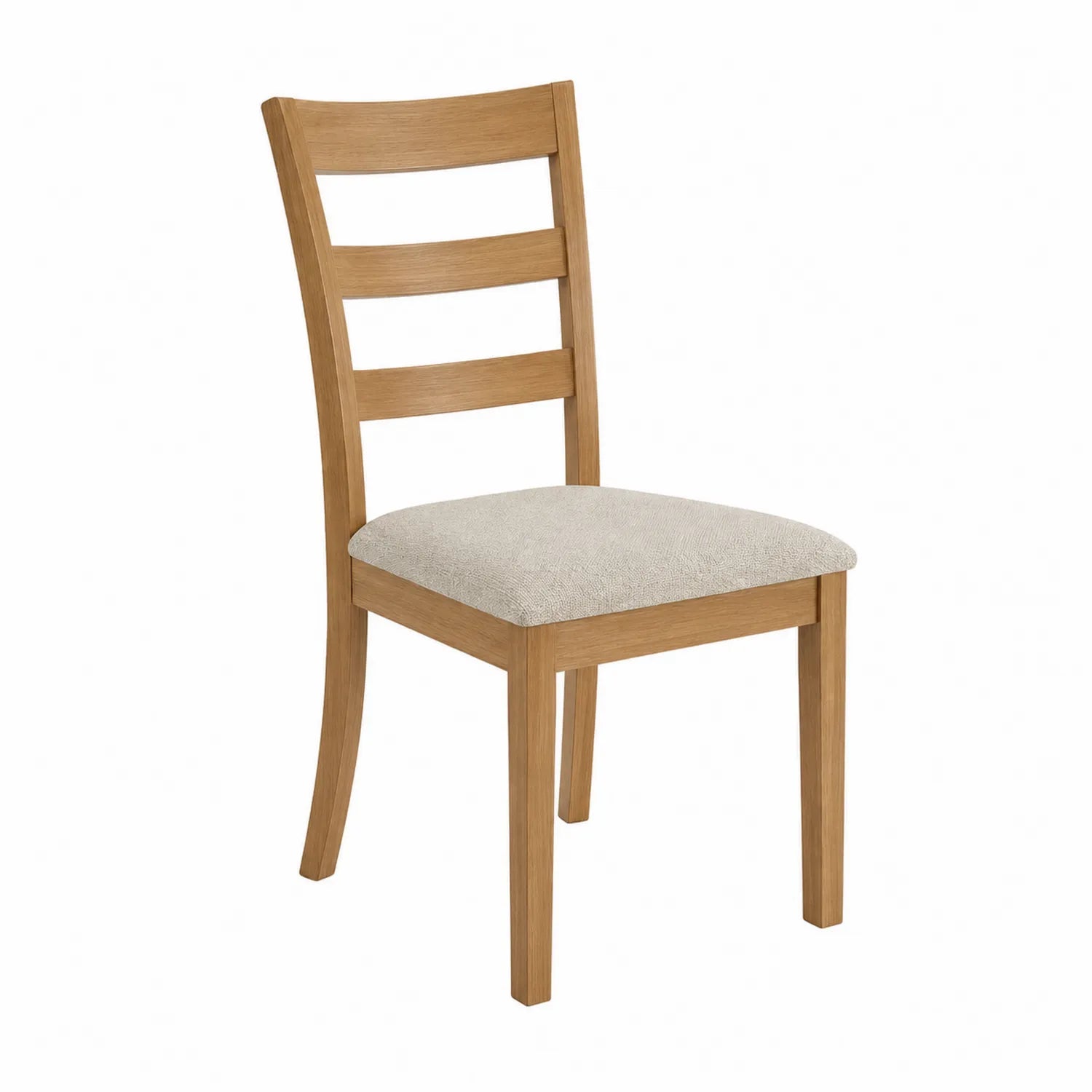 Esszimmerstuhl aus Eiche mit Polyester in Holzbraun und Beige