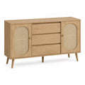 Sideboard Eichenholz mit Rattangeflecht 2 Türen 3 Schubladen 150x40x80 cm