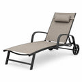Gartenliege Aluminium Textilen Beige mit Rollen