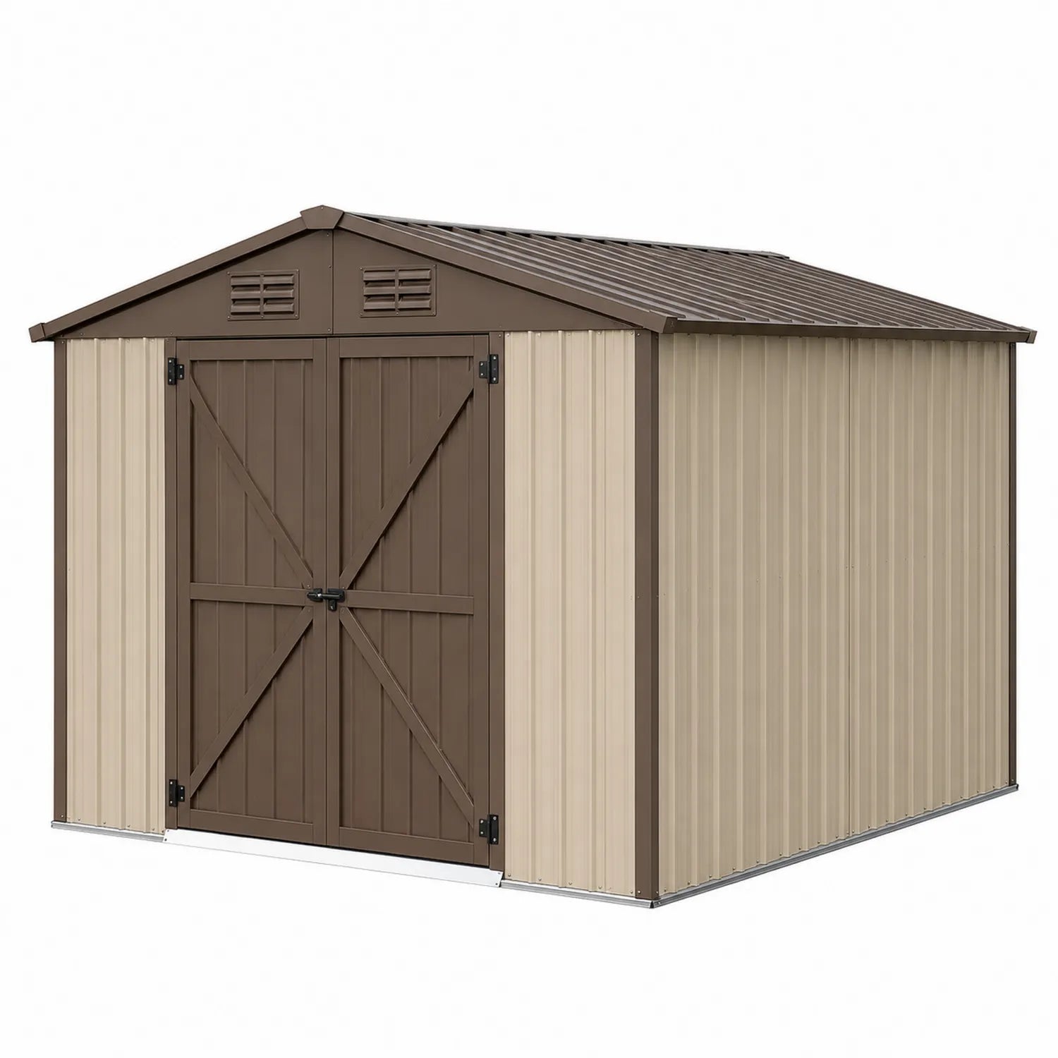 Metall Gerätehaus 245 x 210 x 177 cm Braun/Beige