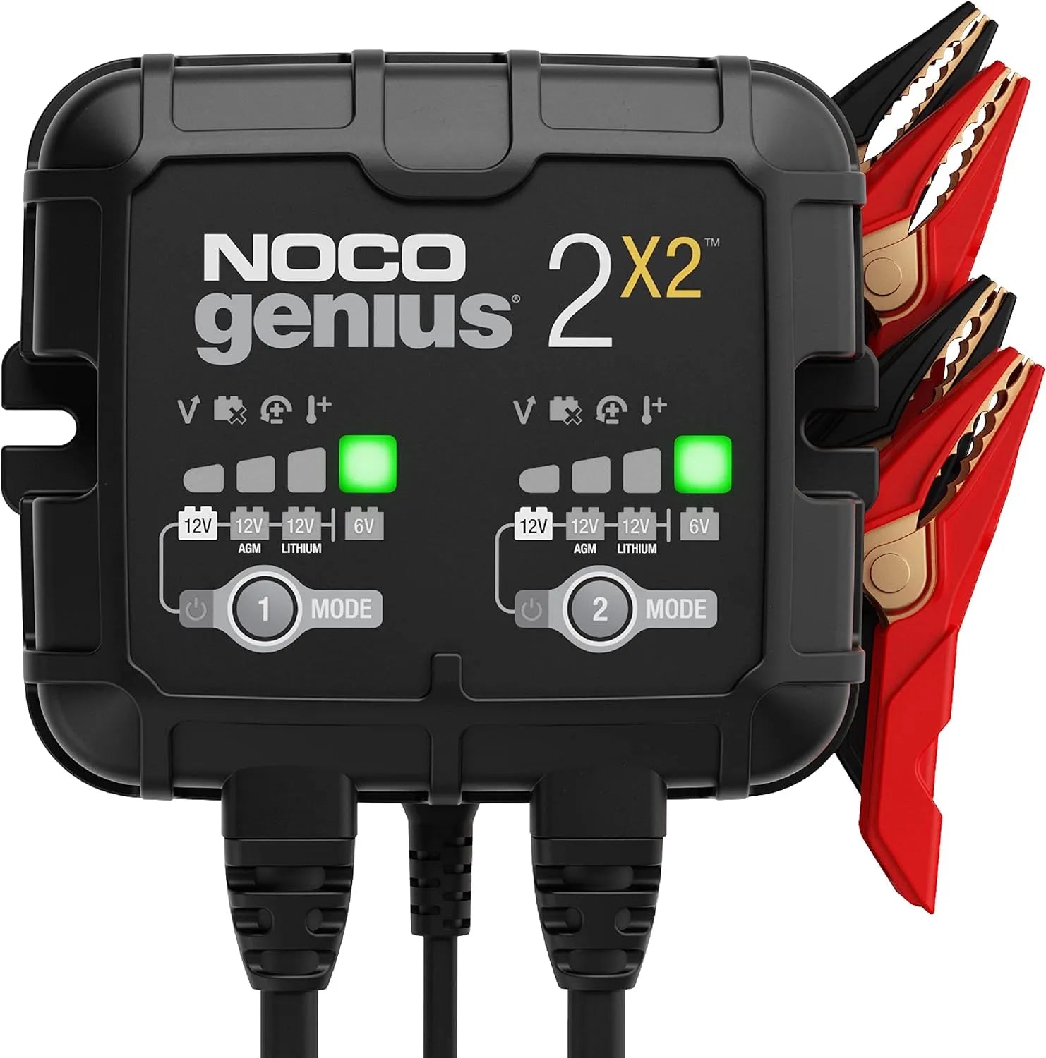 NOCO GENIUS2X2 Intelligentes Batterieladegerät und Erhaltungsladegerät, 6V, 12V, 4A, 2A