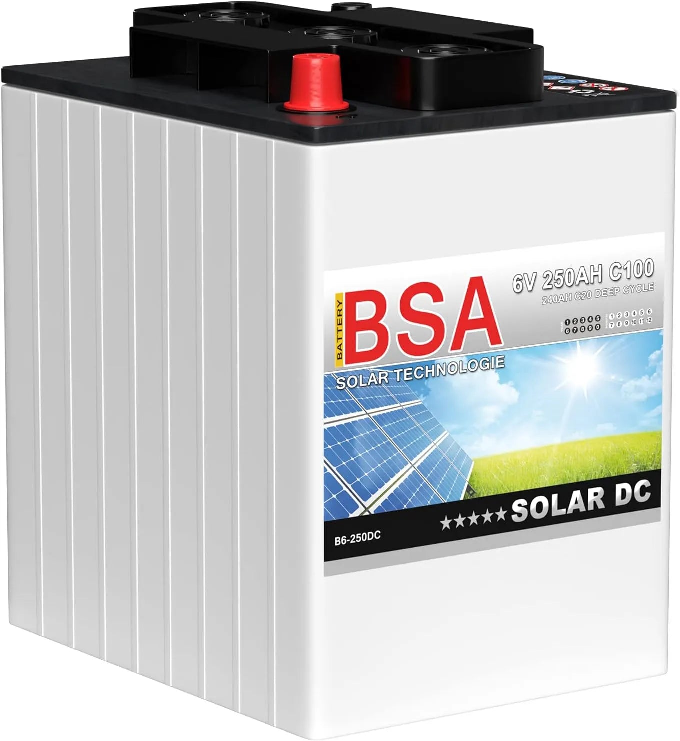 Versorgungsbatterie und Solar- und Freizeitakku, 250Ah, 240Ah, 225Ah, 6V, solarbetrieben, für Camping und Wohnmobil