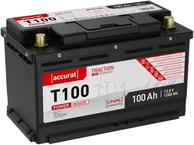 Traction T100 LiFePO4-Batterie und Solar-Speicherbatterie, 150Ah, solarbetrieben, flexibel, mit BMS, 12V, für Camping und Wohnmobil