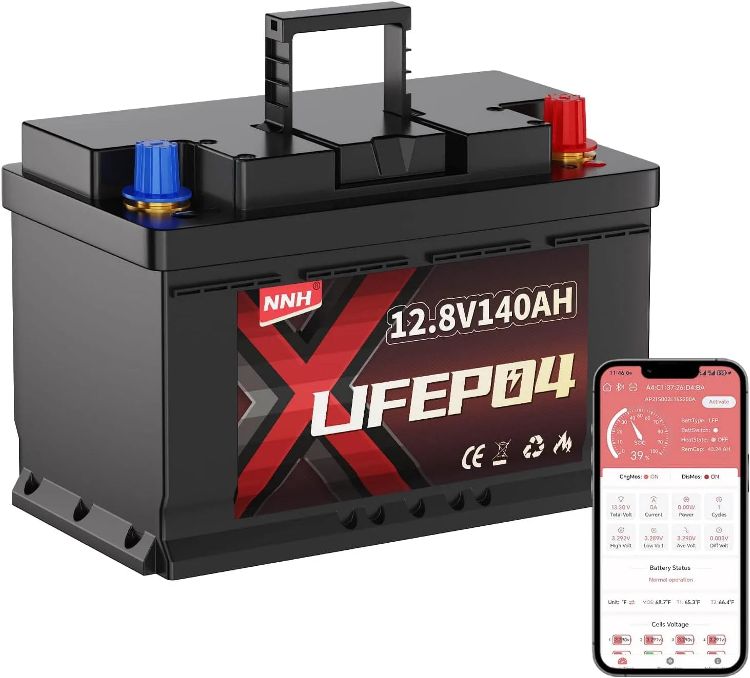 12V 140AH Lithium Batterie mit 150A BMS & Bluetooth, Für Camping Wohnmobile