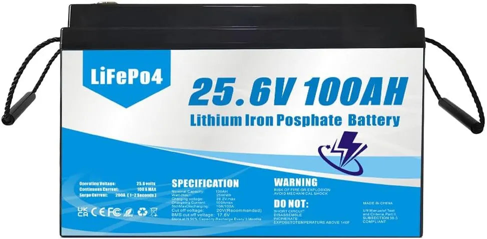 LiFePO4-Batterie LiFePO4-Batterie und Solar-Speicherbatterie, solarbetrieben, 100AH, 24V, 25,6V