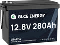 LiFePO4 LiFePO4-Batterie und Solar-Speicherbatterie, 280Ah, 3584Wh, für Camping und Wohnmobil, solarbetrieben, mit BMS, 12V