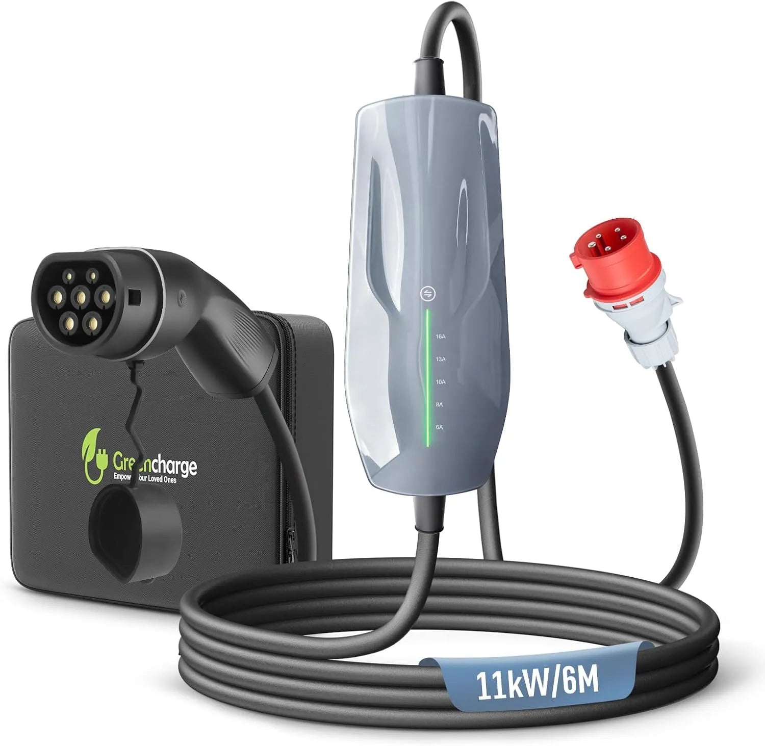 Wallbox-Ladestation für Elektroautos und Mobiles EV-Ladegerät, 11kW, 6m