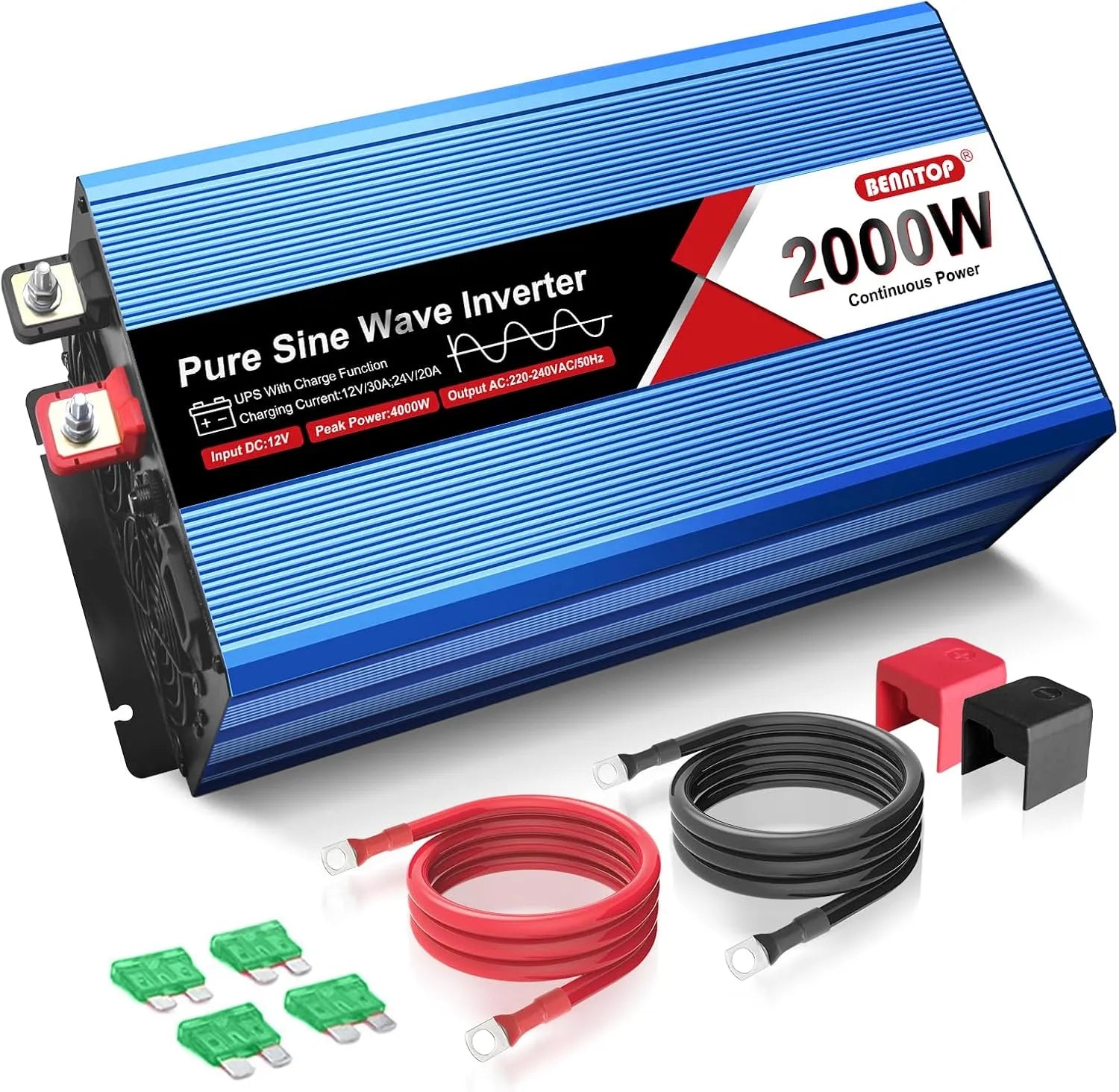 DC-AC-Wechselrichter und Spannungswandler, 2000W, 12V, 230V