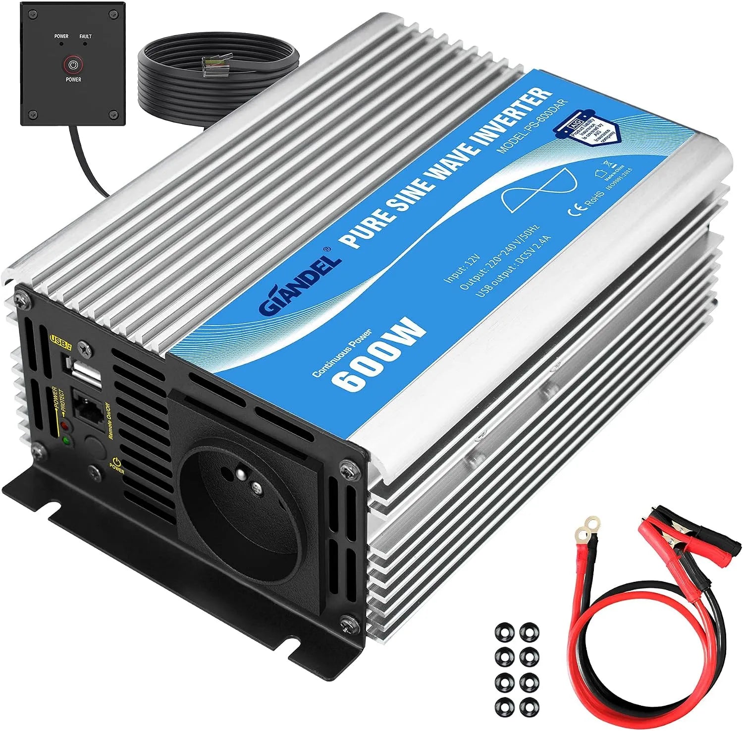 DC-AC-Wechselrichter und Spannungswandler, 600 W, 12 V, 220 V, 230 V