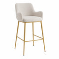 Barhocker Stoff Beige mit Rückenlehne Metall