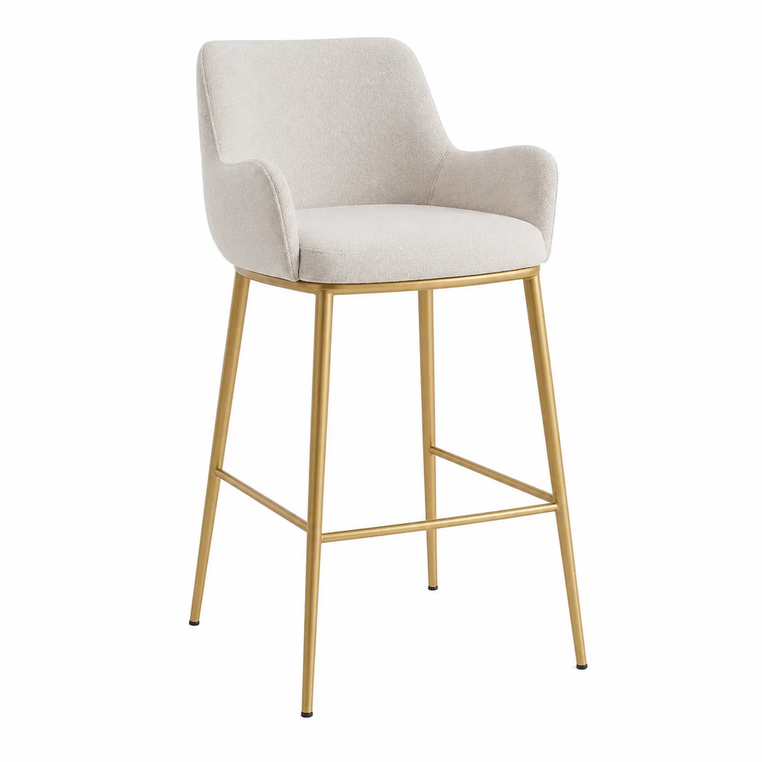 Barhocker Stoff Beige mit Rückenlehne Metall
