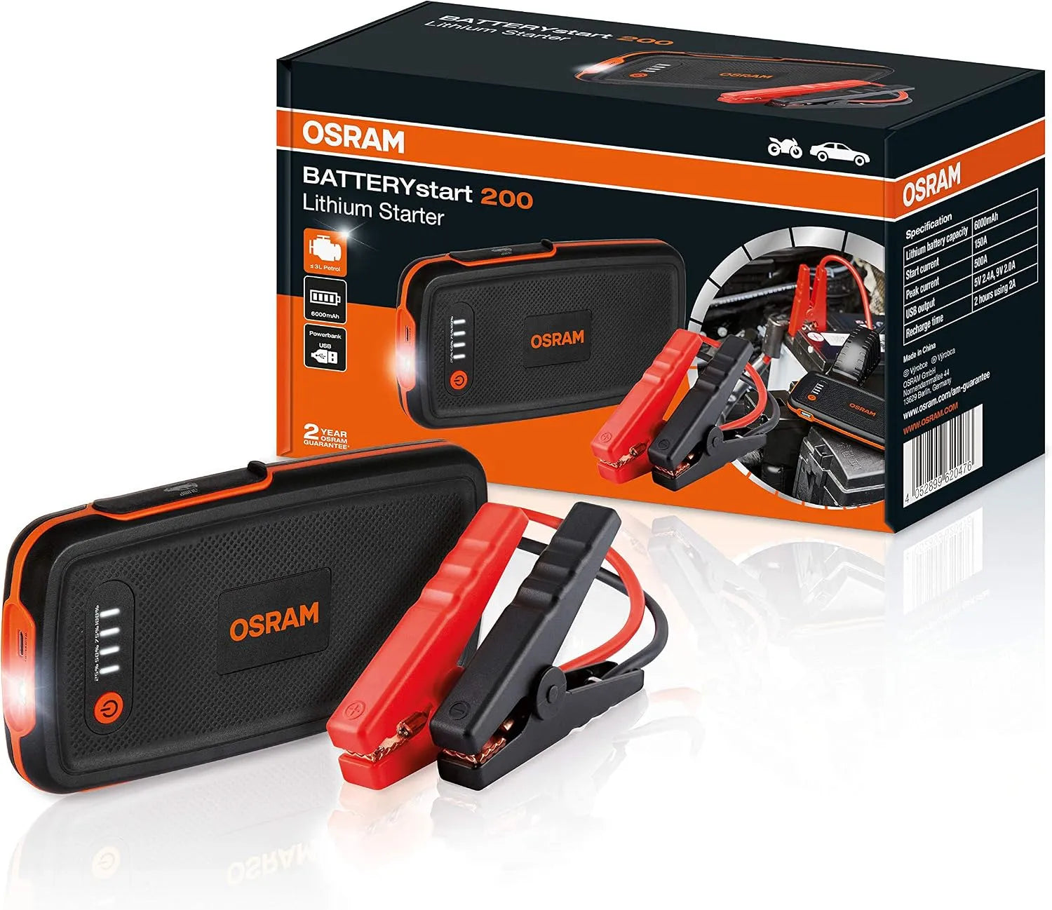 Schnelllade-Powerbank und Mobiler Zusatzakku, 6000mAH, 12V, 500A, 3L, für Fahrzeug und mobile Stromversorgung