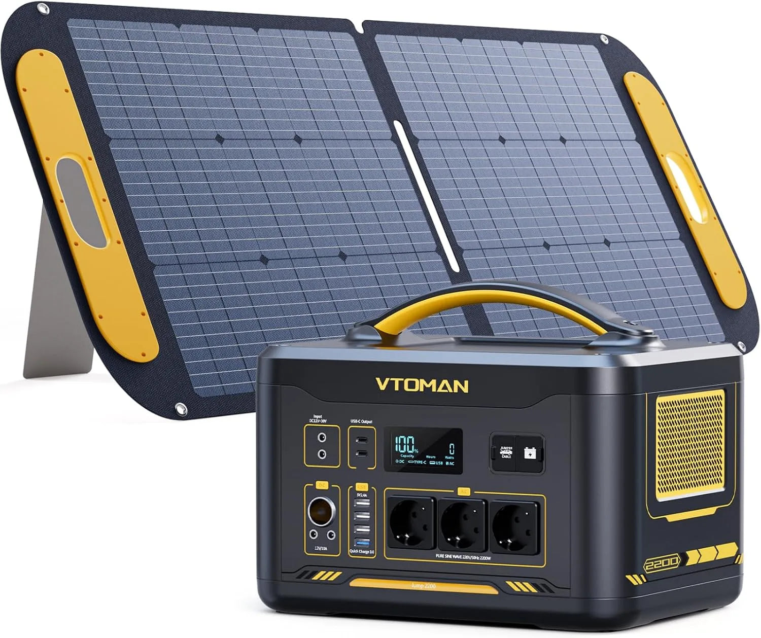 Tragbare Powerstation und Solargenerator, 1548Wh, solarbetrieben, 110W, 2200W