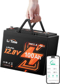 LiTime LiFePO4 LiFePO4-Batterie und Solar-Speicherbatterie, solarbetrieben, 100Ah, 1280Wh, 12V, 500A, mit BMS