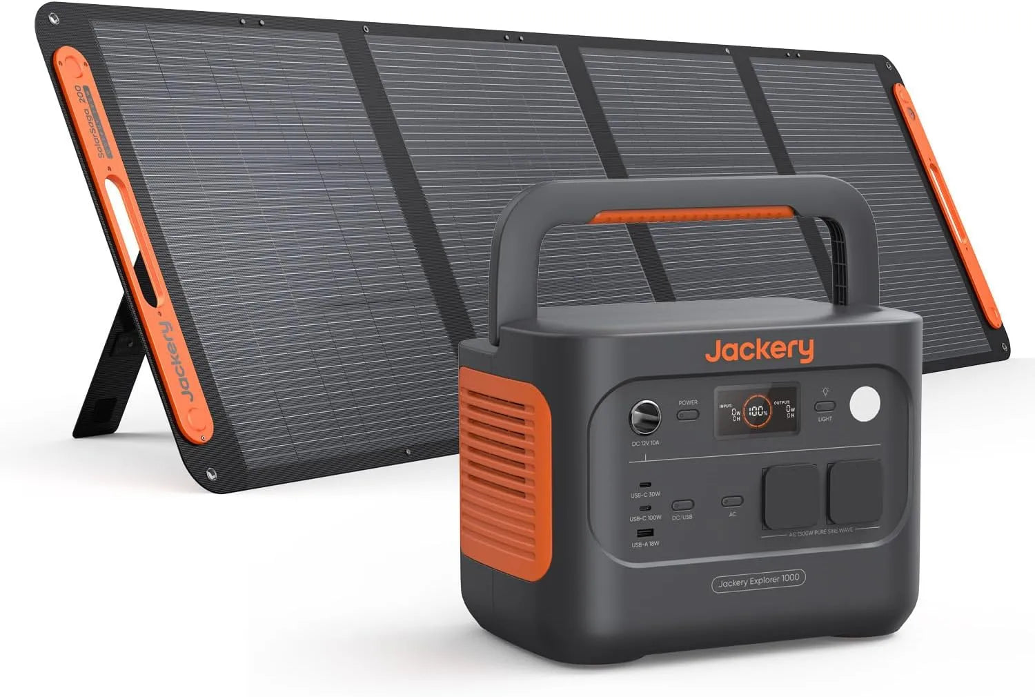 Jackery Explorer 1000 v2 mit Tragbare Powerstation und Solargenerator, 200W, solarbetrieben