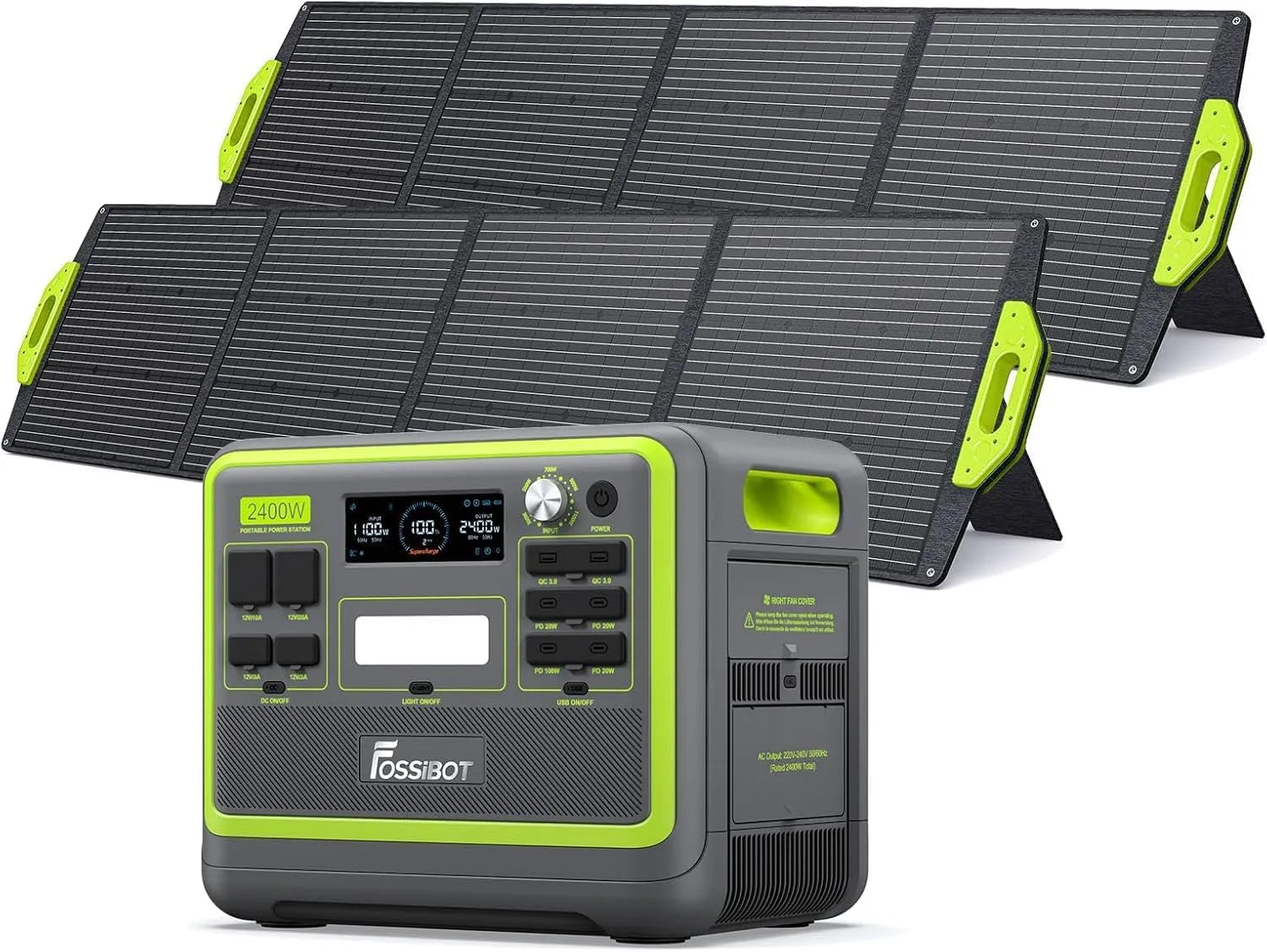 FOSSiBOT F2400 Tragbare Powerstation und Solargenerator, 2040Wh, solarbetrieben, 200W, 4800W, für Camping und Wohnmobil