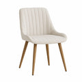 Esszimmerstuhl Stoff Beige Holzbeine