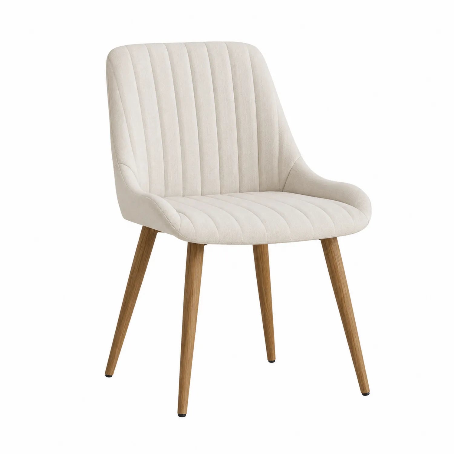 Esszimmerstuhl Stoff Beige Holzbeine
