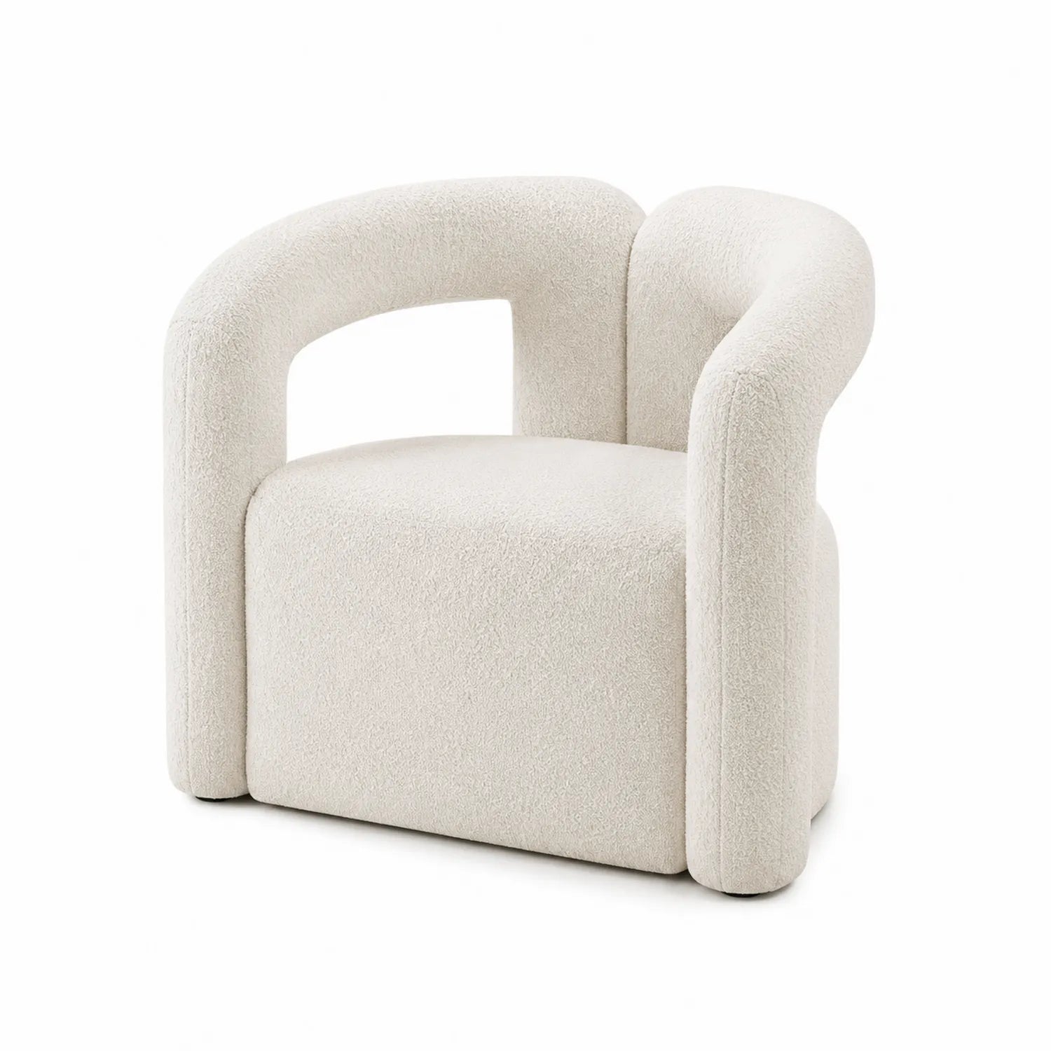 Stoffsessel Bouclé Weiß 75x70x70 cm