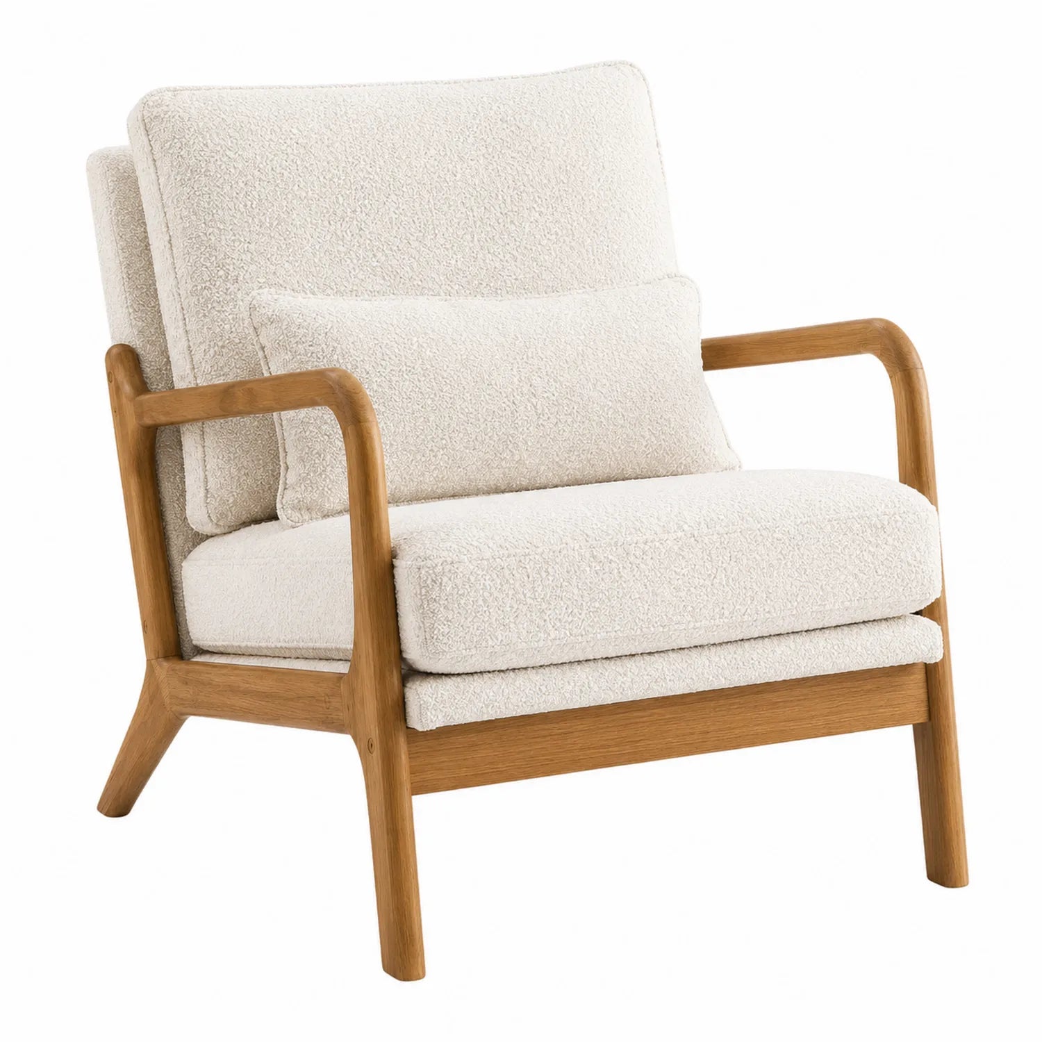 Sessel Holzrahmen Bouclé Creme