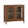 Sideboard aus Walnussholz mit geriffelten Glastüren