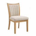 Stuhl aus Eichenholz mit Polyesterbezug in Beige