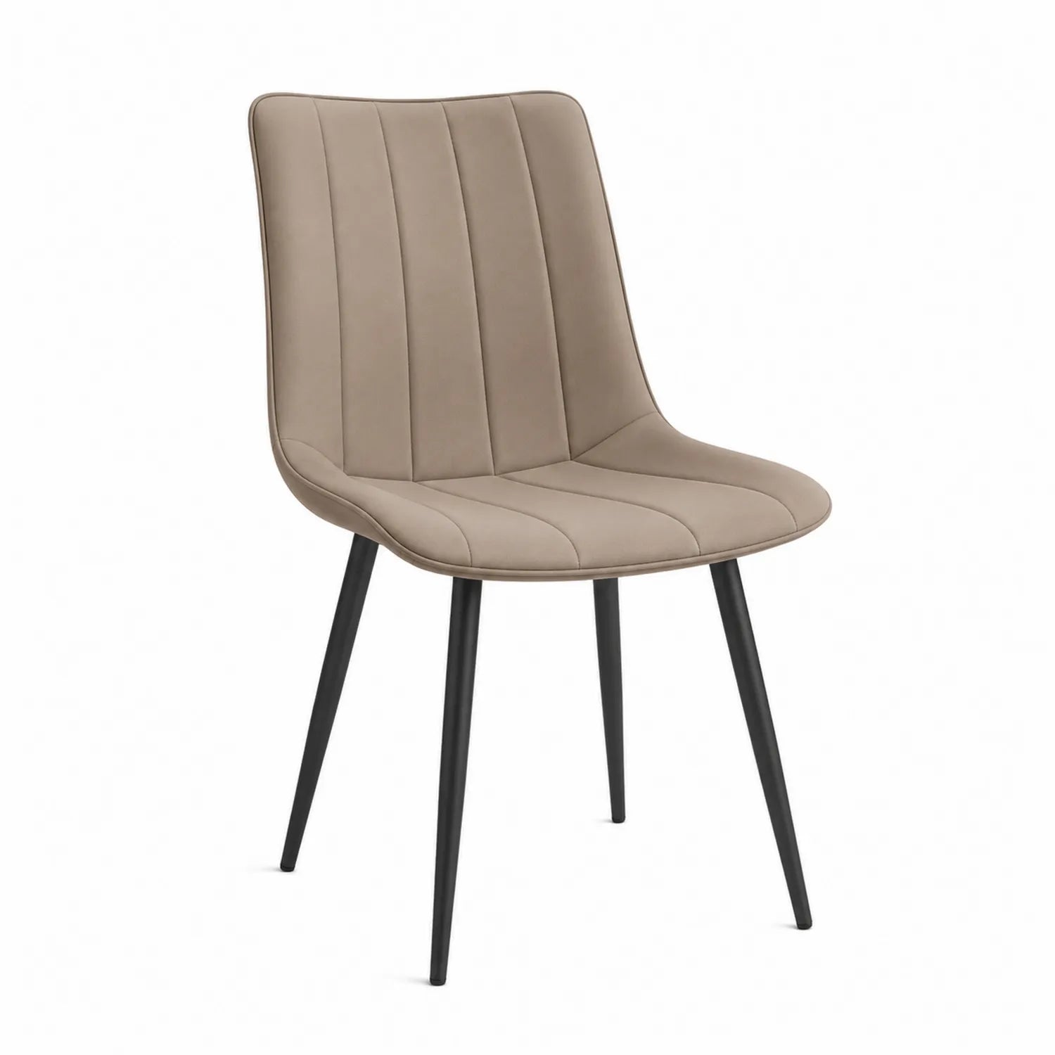 Esszimmerstuhl mit Kunstleder und Metallbeinen Beige