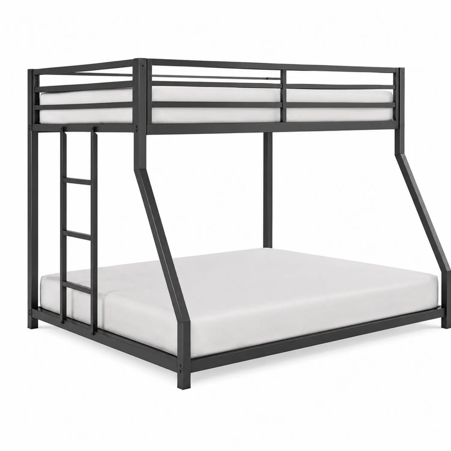 Etagenbett aus Metall, Schwarz, 200x140 cm und 200x90 cm